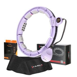 Súprava masážna hula hoop HMS HHM13 so závažím, magnetmi a počítadlom a zoštíhľujúceho pásu BR163 fialová | Fitness Lifestyle