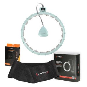 Súprava masážna hula hoop HMS HHM14 so závažím a počítadlom a zoštíhľujúceho pásu BR163 zelená | Fitness Lifestyle