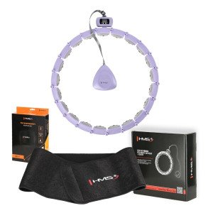 Súprava masážna hula hoop HMS HHM14 so závažím a počítadlom a zoštíhľujúceho pásu BR163 fialová | Fitness Lifestyle