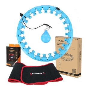 Súprava masážna hula hoop HMS HHW01 so závažím a zoštíhľujúceho pásu BR163 modrá | Fitness Lifestyle