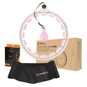 Súprava masážna hula hoop HMS HHW06 so závažím a počítadlom a zoštíhľujúceho pásu BR163 ružová | Fitness Lifestyle
