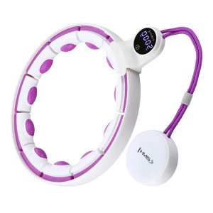 Masážna hula hoop HMS HHM17 so závažím, magnetmi a počítadlom biela/fialová | Fitness Lifestyle