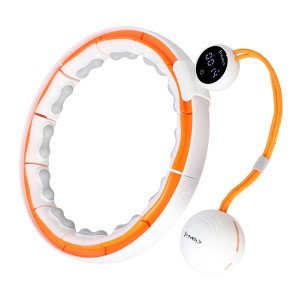 Masážna hula hoop HMS HHM21 so závažím, magnetmi a počítadlom biela/oranžová | Fitness Lifestyle