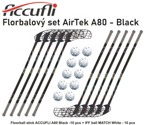 Florbalový set ACCUFLI AirTek A80 - Black | Fitness Lifestyle