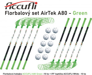 Florbalový set ACCUFLI AirTek A80 - Green | Fitness Lifestyle
