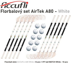 Florbalový set ACCUFLI AirTek A80 - White | Fitness Lifestyle