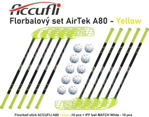 Florbalový set ACCUFLI AirTek A80 - Yellow | Fitness Lifestyle