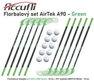 Florbalový set ACCUFLI AirTek A90 - Green | Fitness Lifestyle