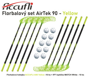 Florbalový set ACCUFLI AirTek A90 - Yellow | Fitness Lifestyle