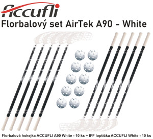 Florbalový set ACCUFLI AirTek A90 - White | Fitness Lifestyle