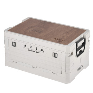 Skladací box NILS Camp NCB4002 2v1 s vekom a drevenou doskou 32L béžová | Fitness Lifestyle