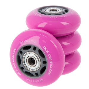 PU kolieska s ložiskami NILS EXTREME 64x24mm ABEC 7 ružové | Fitness Lifestyle
