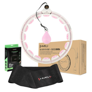 Sada masážnych hula obruč HOP HHW06 Pink s hmotnosťou a pultom a štíhlym pásom BR163 plus veľkosť | Fitness Lifestyle