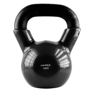 Kettlebell pokrytý vinylom HMS KNV12 12 kg, čierny | Fitness Lifestyle