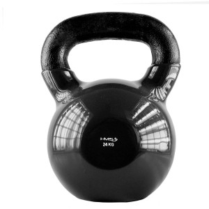 Kettlebell pokrytý vinylom HMS KNV24 24 kg, čierny | Fitness Lifestyle